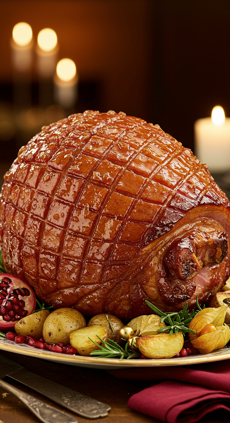 Jambon glacé cidre pomme brillant caramélisé clous girofle pommes festif