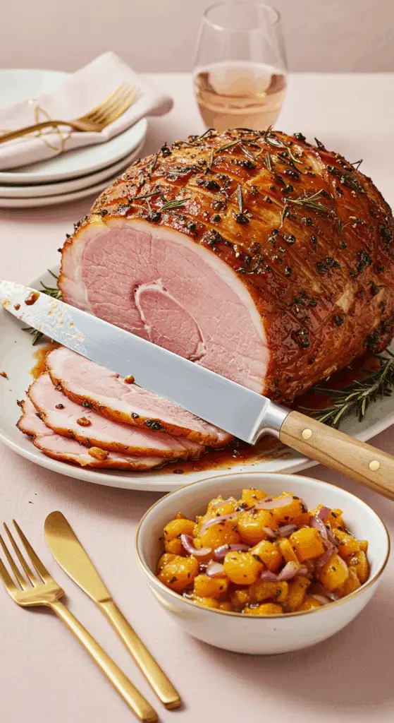 Jambon Noël chutney courge glacé miel orange caramélisé festif