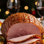 Jambon Noël sauce miel moutarde fumé glacé brillant spectaculaire