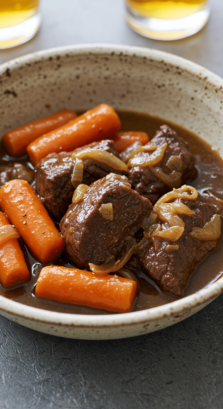 Joues de bœuf à la bière plat mijoté tendre sauce maltée