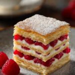 Lasagne au chocolat blanc et framboises dessert original élégant