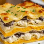 Lasagnes automne courge butternut champignons gratinées dorées