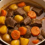 Ragoût de bœuf à l'ancienne avec pommes terre carottes sauce onctueuse