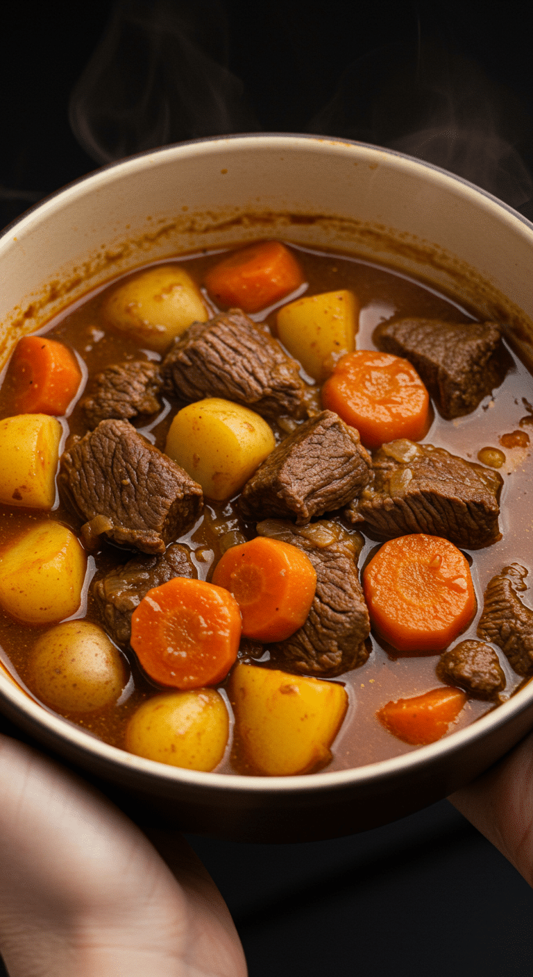 Ragoût de bœuf à l'ancienne avec pommes terre carottes sauce onctueuse