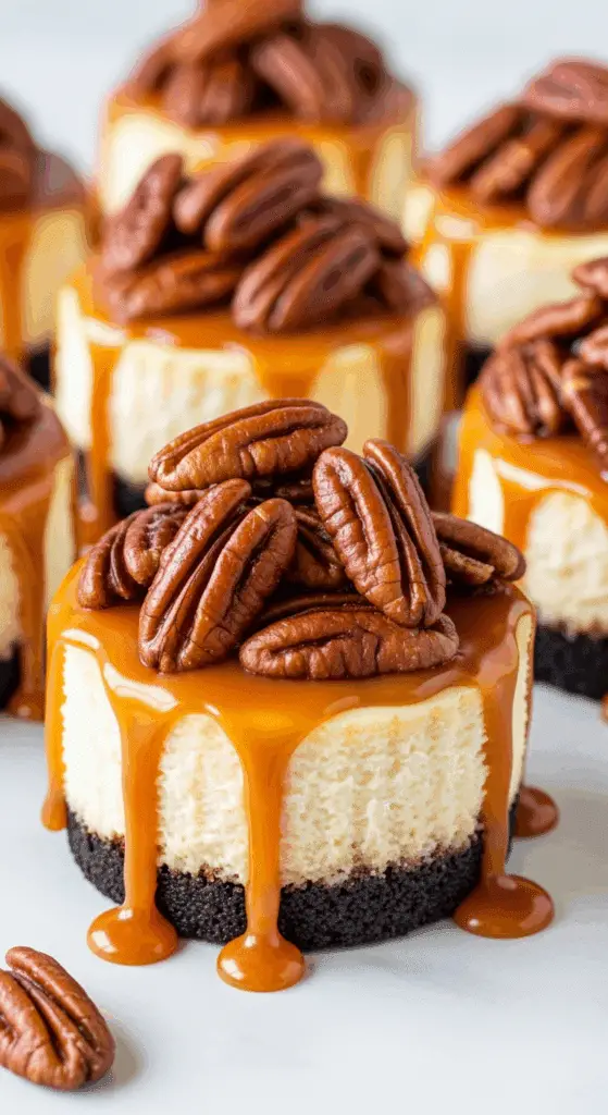 Mini cheesecakes tarte noix pécan garniture caramel parfaite