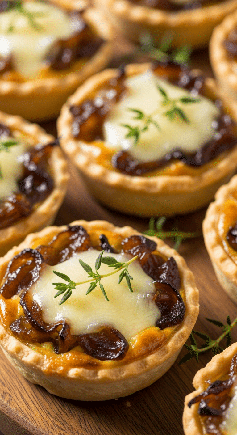 Mini-tartelettes Noël oignons caramélisés comté plateau festif