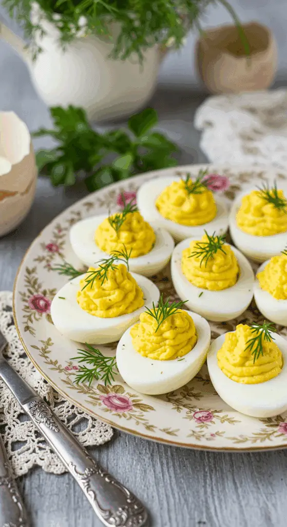 Œufs mimosa classiques français farce crémeuse dorée élégante