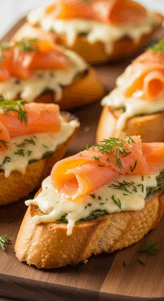 Pain ail gratiné saumon fumé Noël apéritif festif élégant