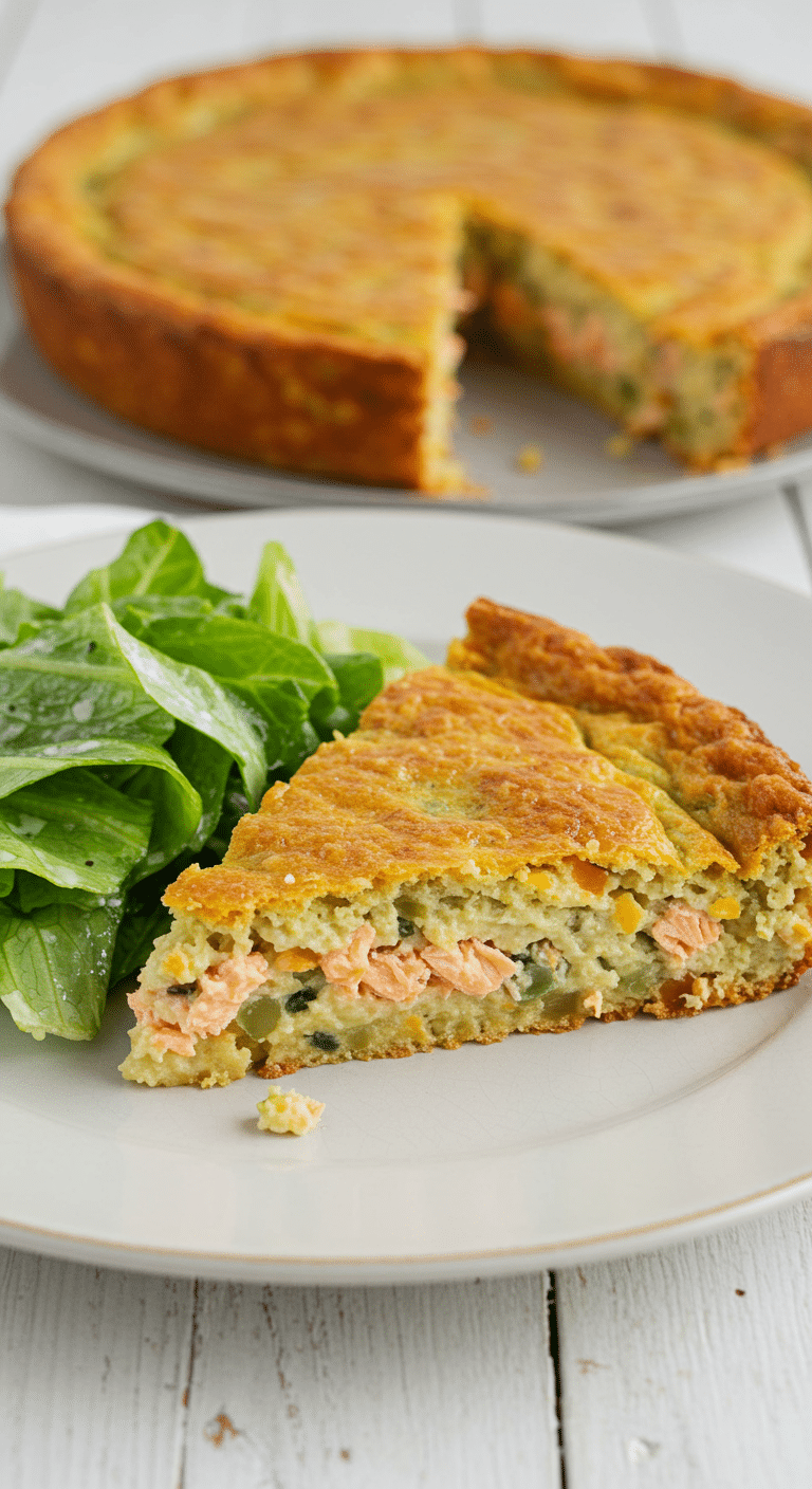 Pâté au saumon sans pâte doré avec fromage fondu et base pommes de terre