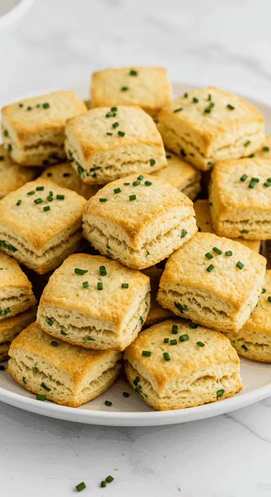 petits biscuits salés moelleux à la ciboulette dorés apéritif frais