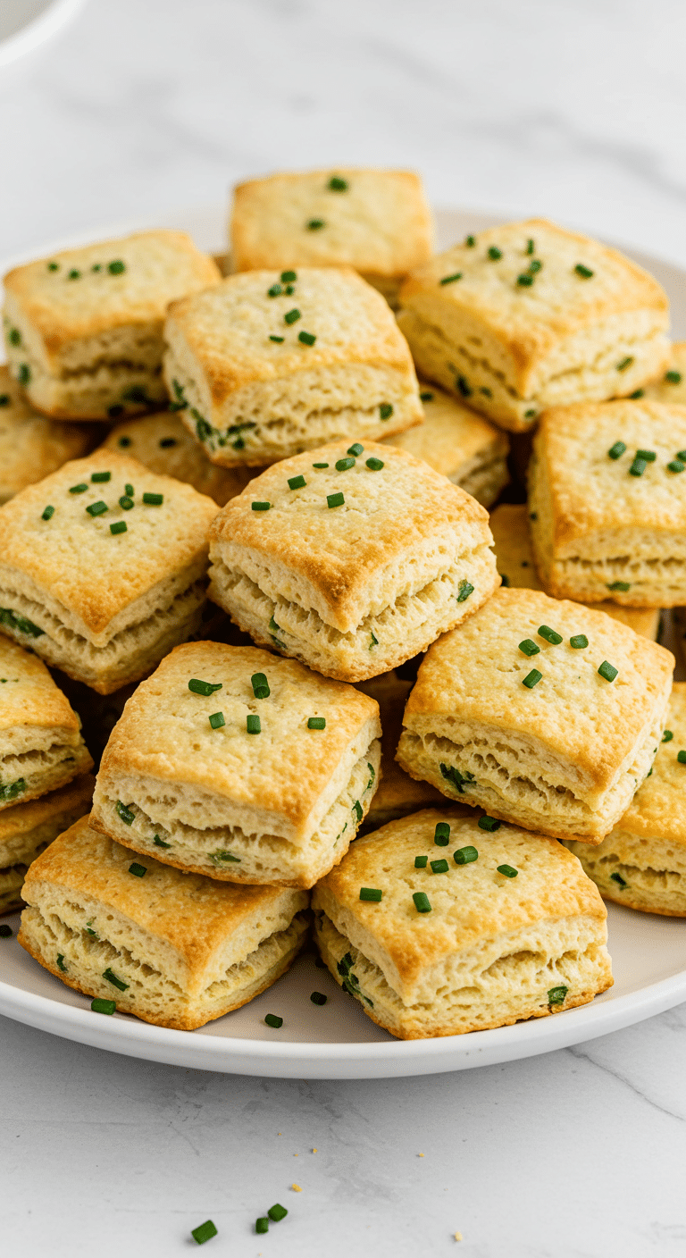 petits biscuits salés moelleux à la ciboulette dorés apéritif frais