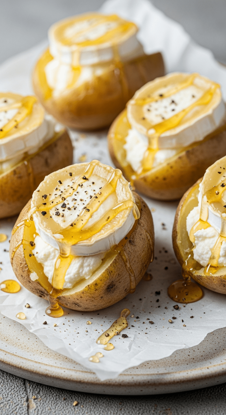 Pomme terre farcie chèvre miel gratinée dorée généreuse