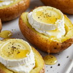 Pommes de terre farcies au chèvre miel noix dorées élégantes