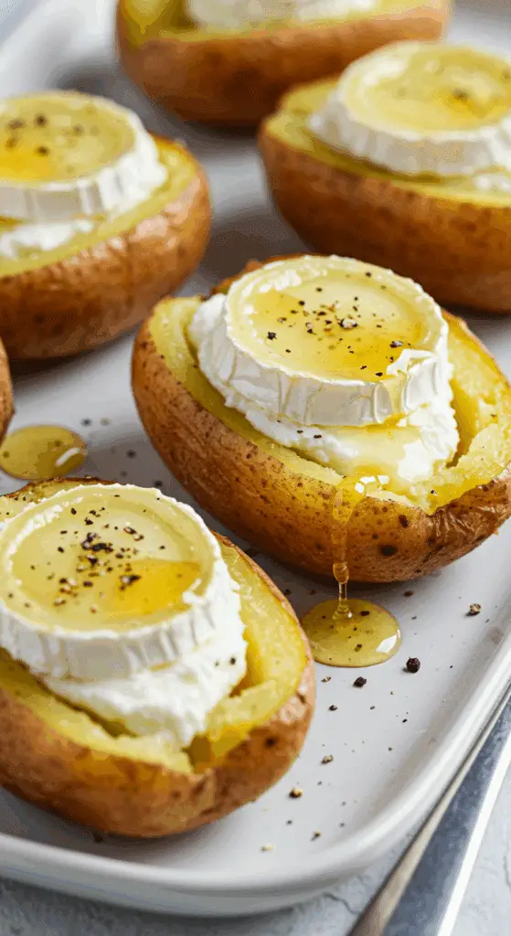 Pommes de terre farcies au chèvre miel noix dorées élégantes