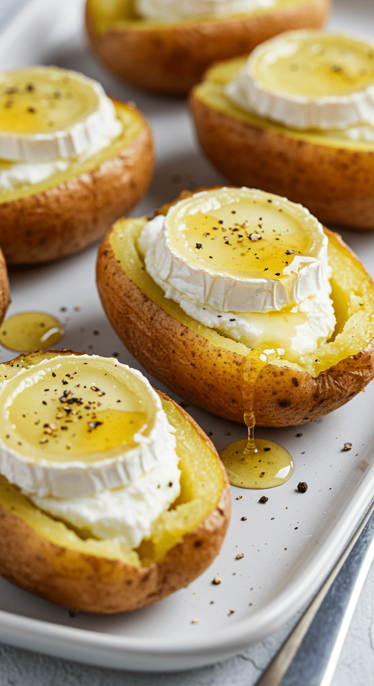 Pommes de terre farcies au chèvre miel noix dorées élégantes