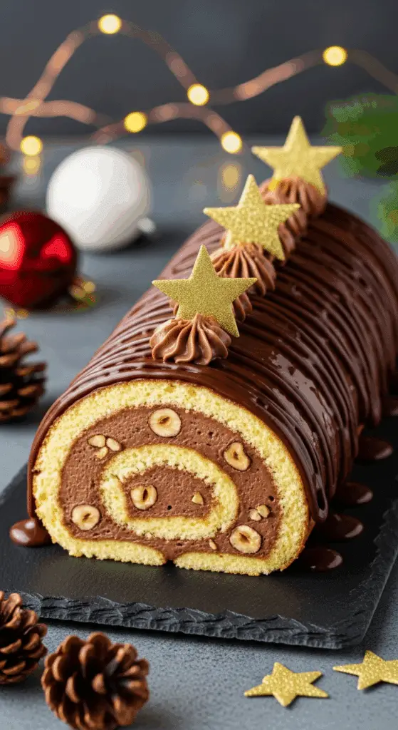 Roulage génoise chocolatée dans torchon humide pour bûche Noël