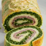 Roulé jambon épinards coupe spirale couches omelette ricotta gratinée dorée