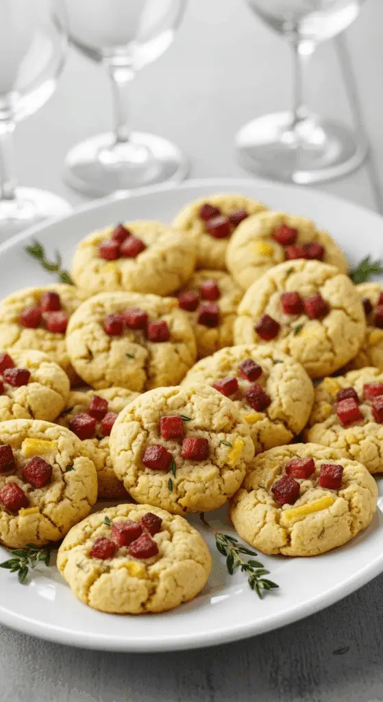 Service élégant cookies salés lardons comté plateau apéritif