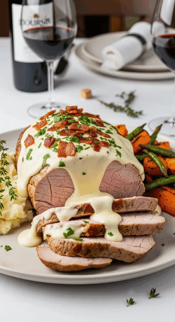 service élégant filet mignon porc boursin table raffinée