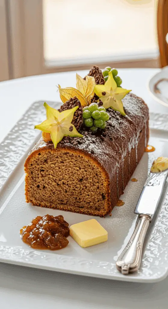 Service élégant pain d'épices moelleux Michalak beurre confiture