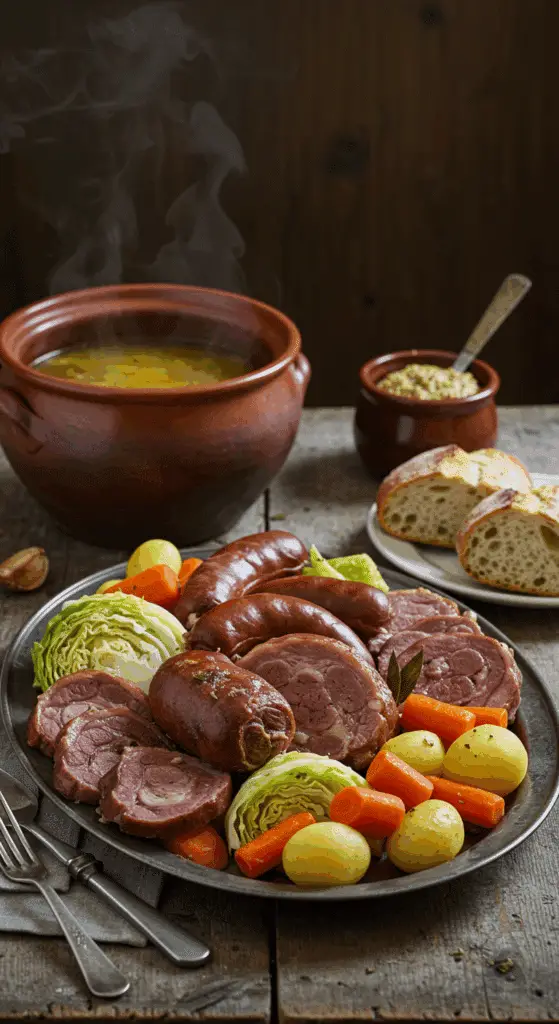 service élégant potée lorraine plat rustique table familiale
