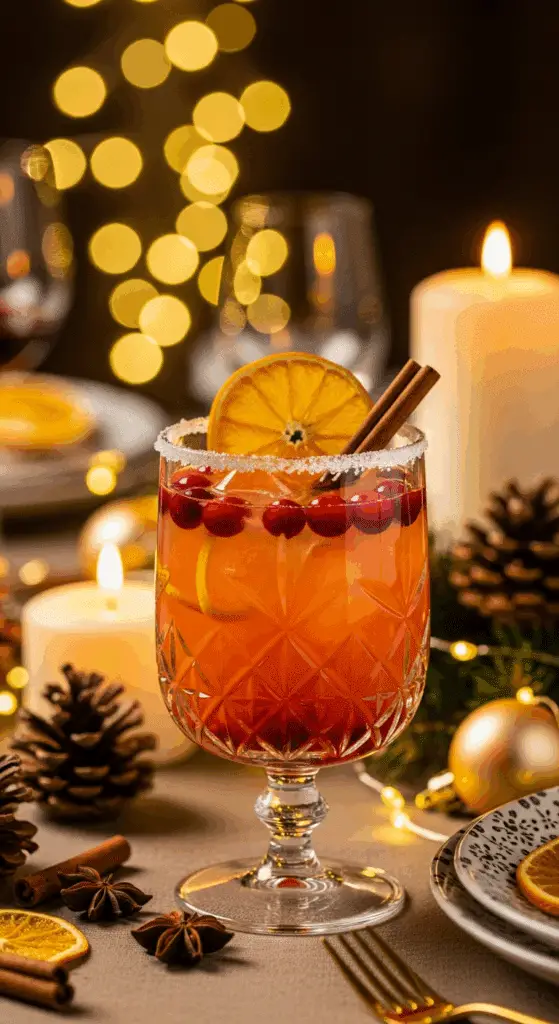 Service élégant punch Noël verres cristal décoration festive