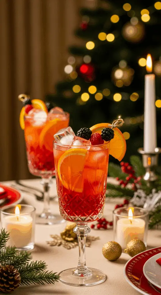 Service élégant sangria Noël verres cristal décorations festives