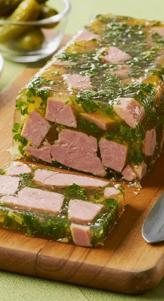 Terrine jambon persillé bourguignonne traditionnelle gelée verte