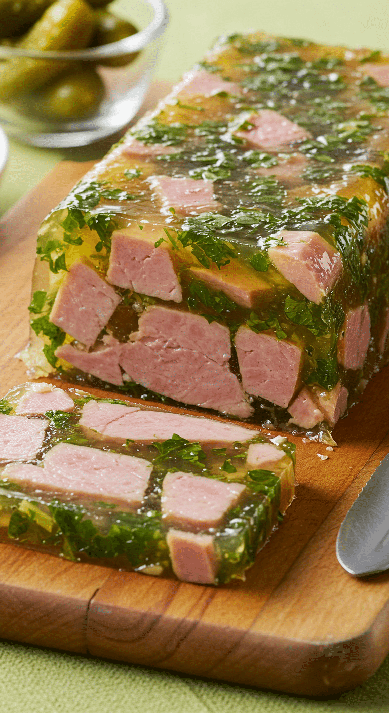 Terrine jambon persillé bourguignonne traditionnelle gelée verte