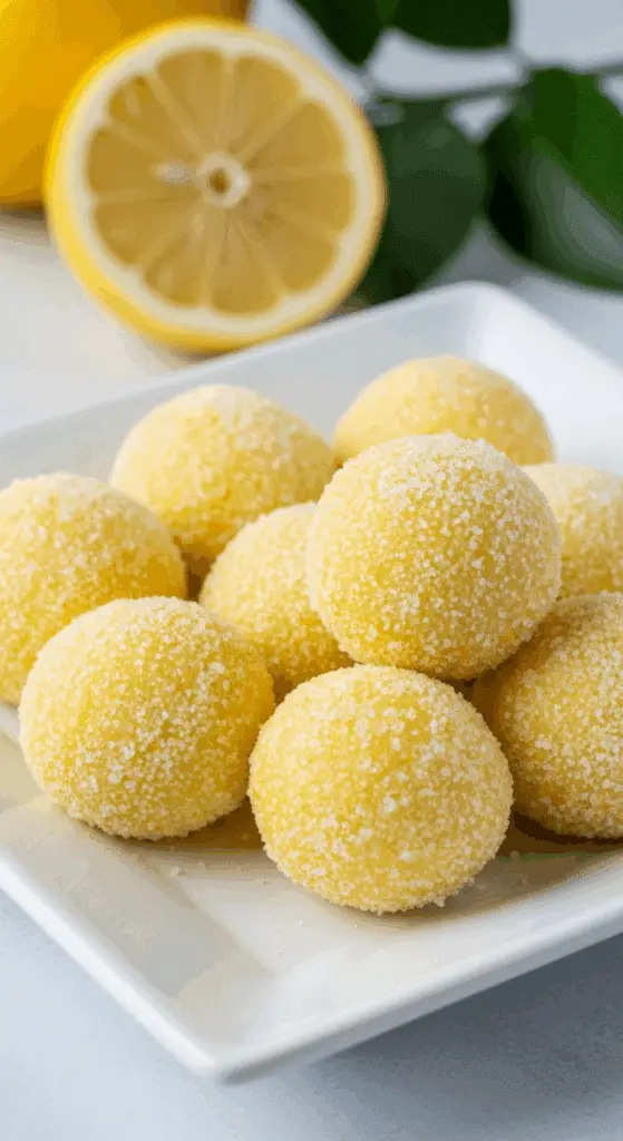 Truffes au citron sans cuisson coco râpée jaunes fraîches