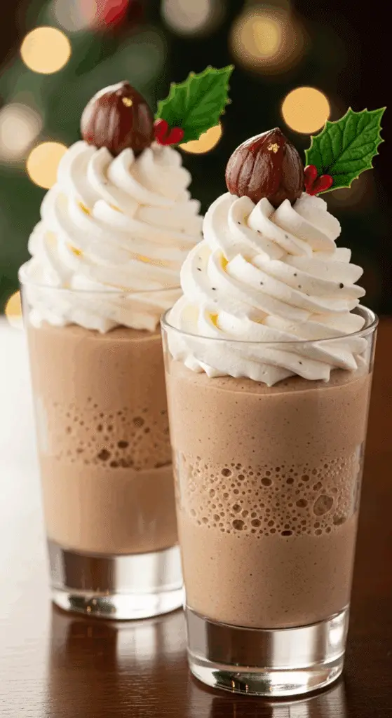 Verrines Noël mousse marrons chantilly vanille dessert élégant festif