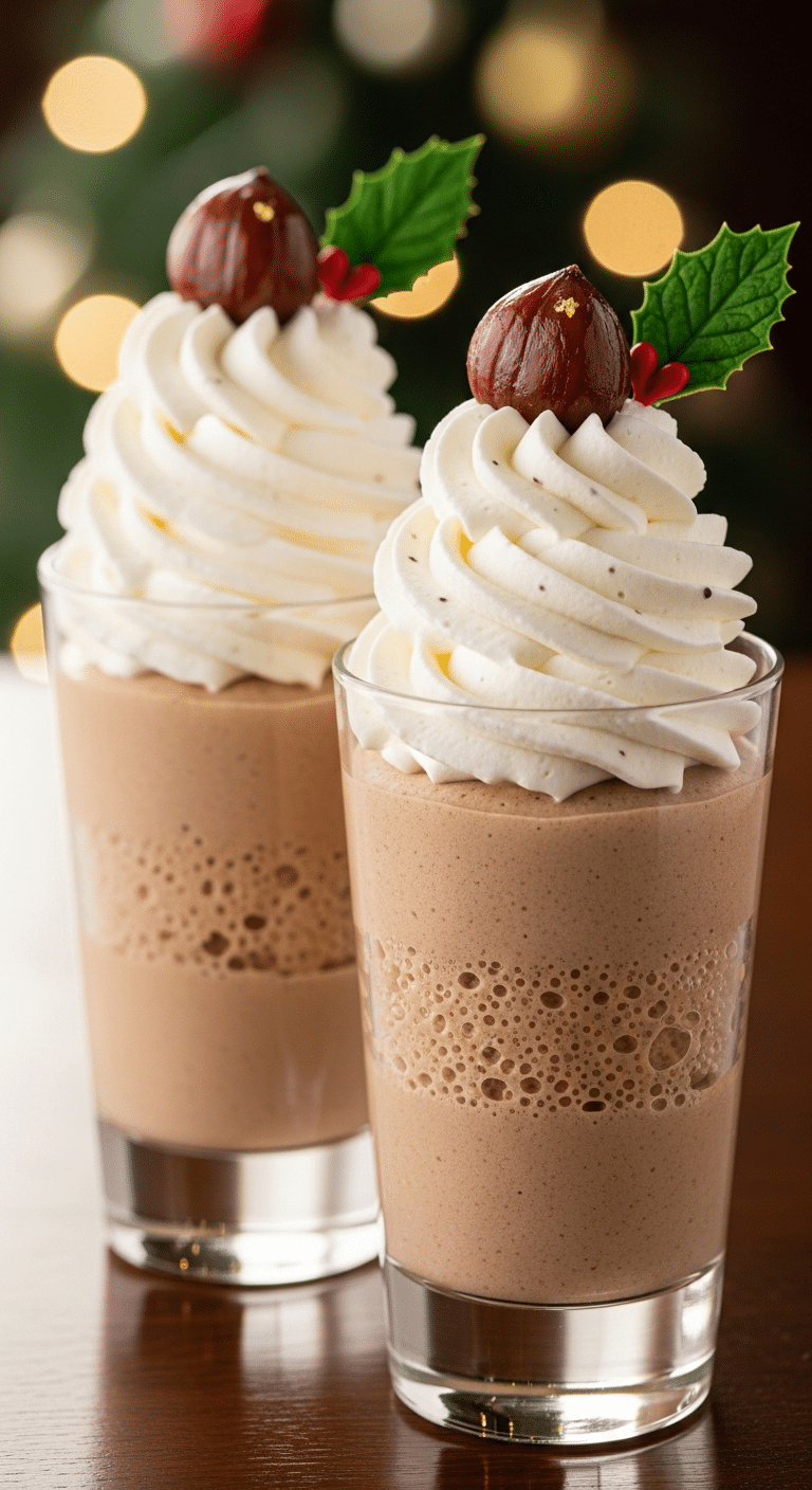 Verrines Noël mousse marrons chantilly vanille dessert élégant festif