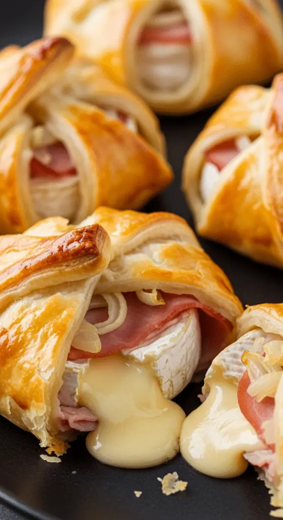 Camembert en croûte jambon pâte feuilletée dorée fromage coulant