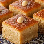 Basboussa yaourt fleur oranger traditionnel oriental doré parfait