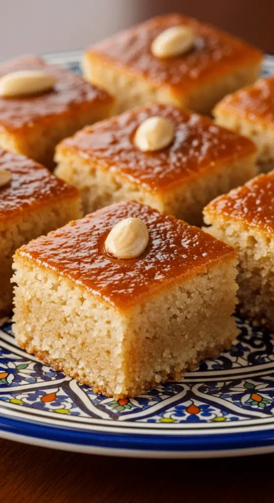 Basboussa yaourt fleur oranger traditionnel oriental doré parfait