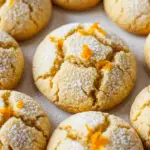 Biscuits moelleux Noël orange craquelés sucre glace blanc fissures spectaculaires