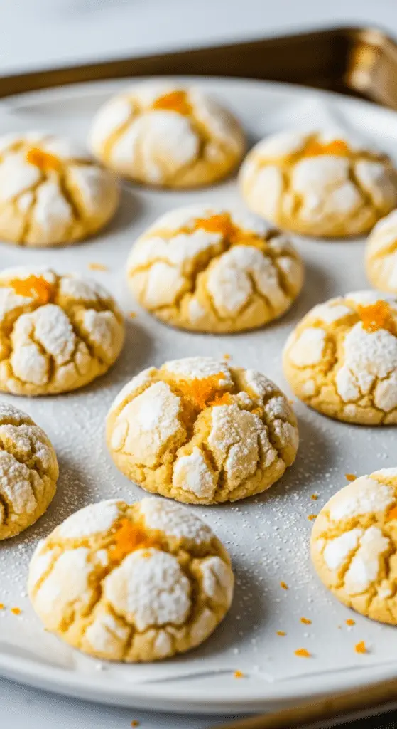 Biscuits orange cuits four fissures blanches apparentes intérieur doré visible