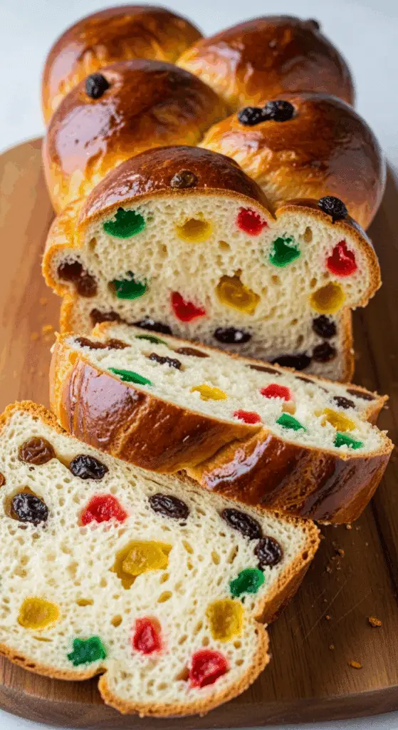 Brioche Noël fruits confits moelleuse dorée traditionnelle festive
