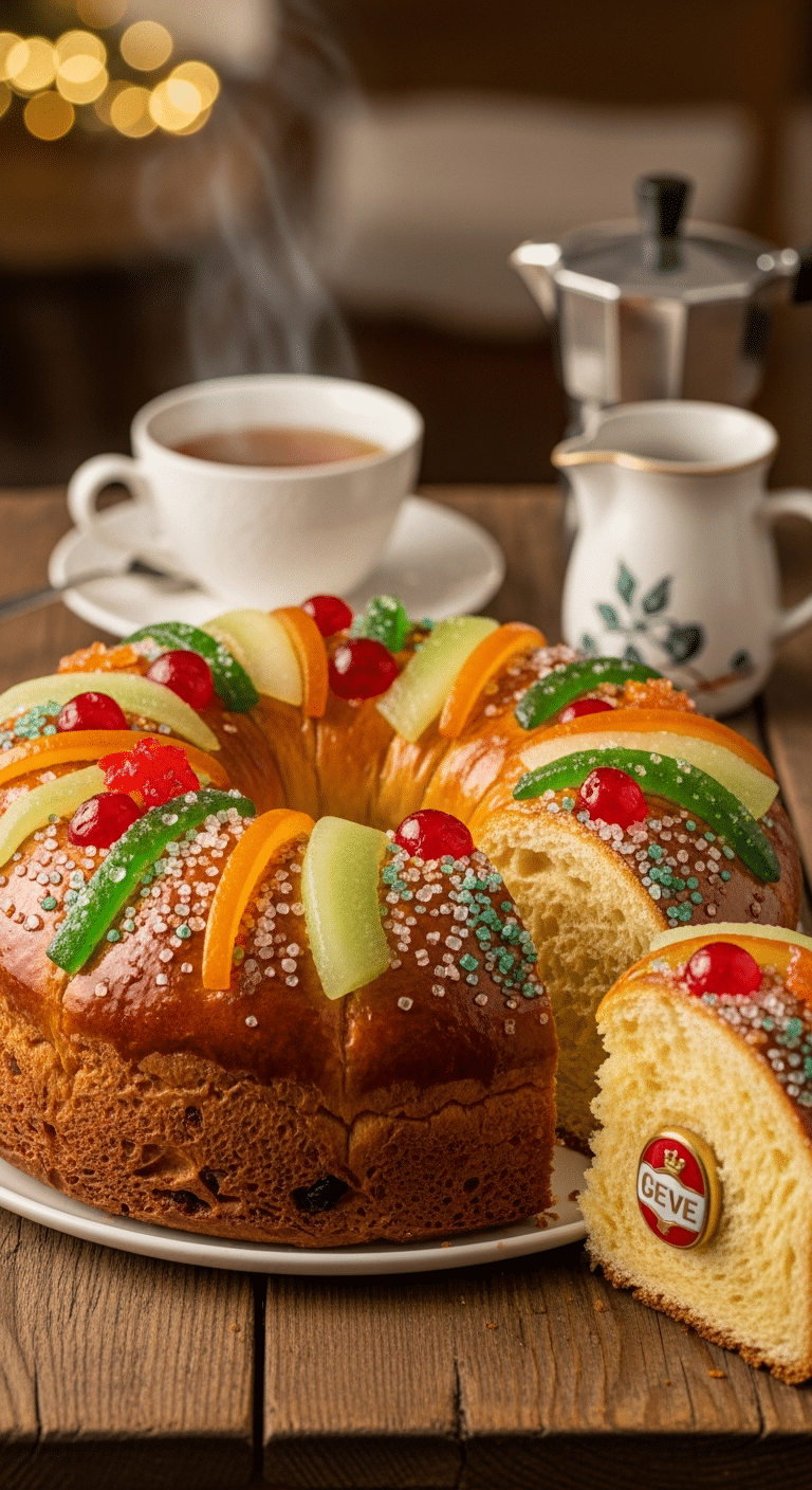 Brioche rois provençale couronne dorée fruits confits colorés
