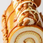 Bûche gourmande cacahuètes caramel vanille chocolat décorée Noël