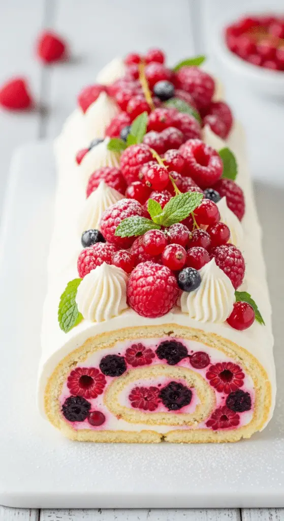 Bûche mascarpone-framboise sans cuisson élégante couches visibles framboises fraîches