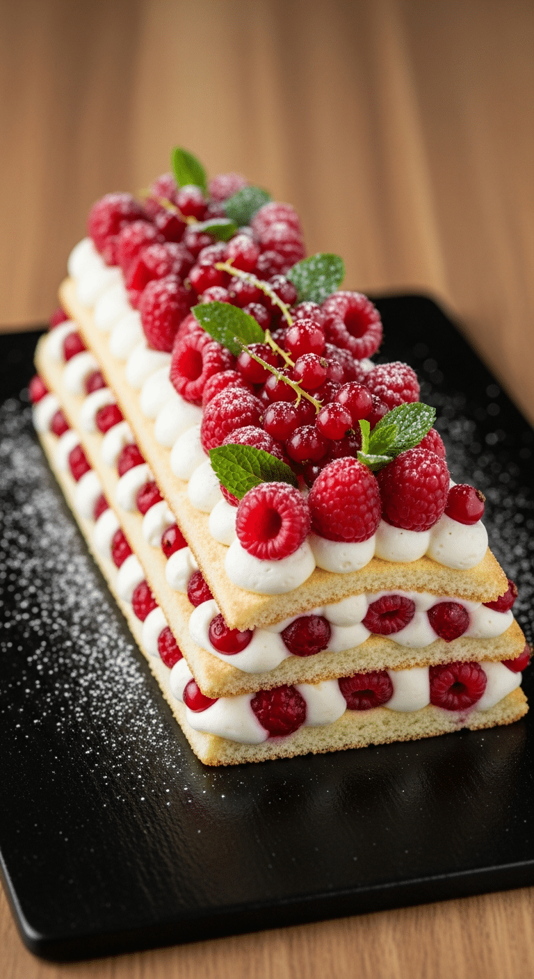 Bûche mascarpone framboise sans cuisson élégante couches visibles Noël