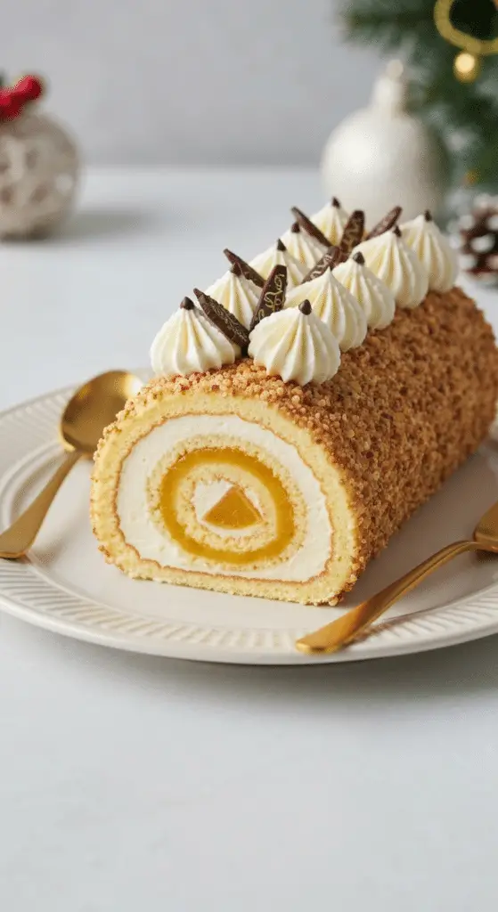 Bûche Noël 15 minutes crème stracciatella marrons glacés chocolat