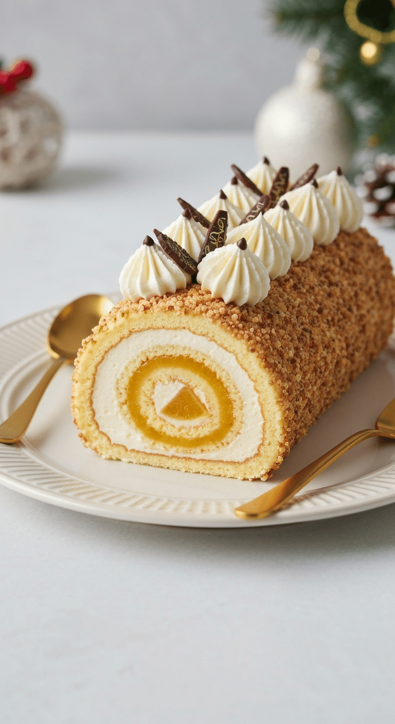 Bûche Noël 15 minutes crème stracciatella marrons glacés chocolat