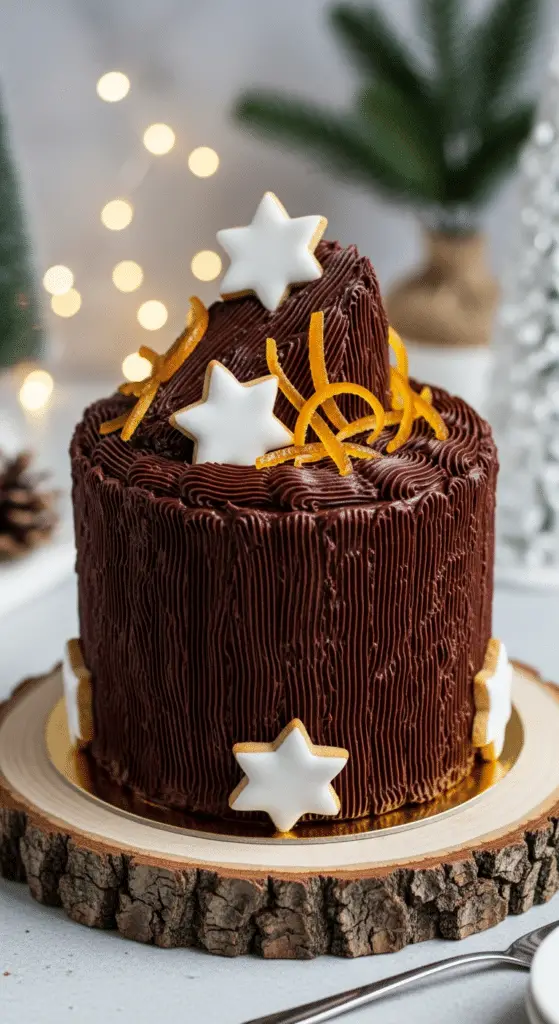 Bûche verticale facile inratable spirale visible décorée Noël