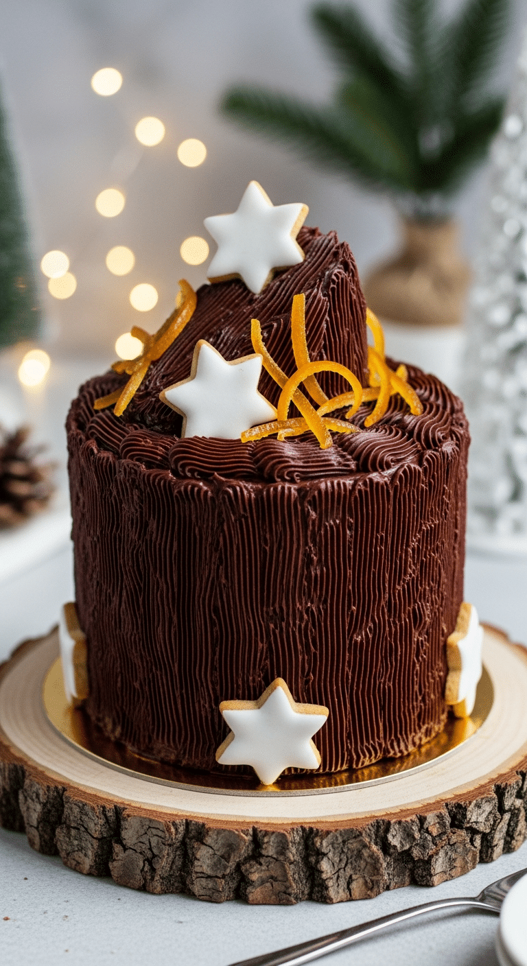 Bûche verticale facile inratable spirale visible décorée Noël