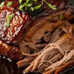 Cochon confit qui fond en bouche ultra-tendre sauce brillante