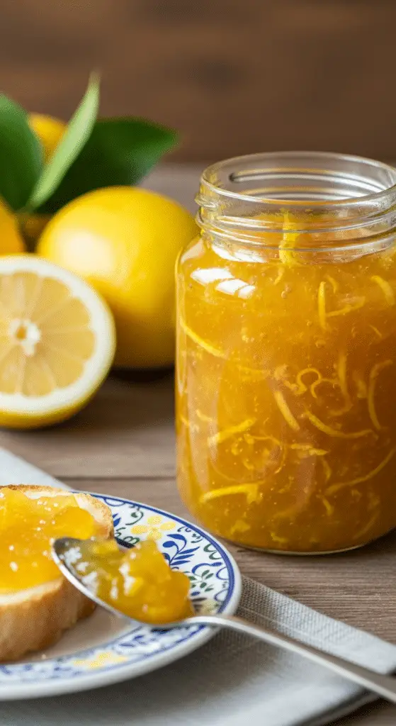 Confiture citron italienne dorée bocal artisanal citrons frais ensoleillée