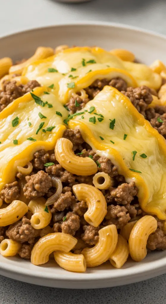 Coquillettes viande hachée raclette crémeuses fondantes généreuses familiales