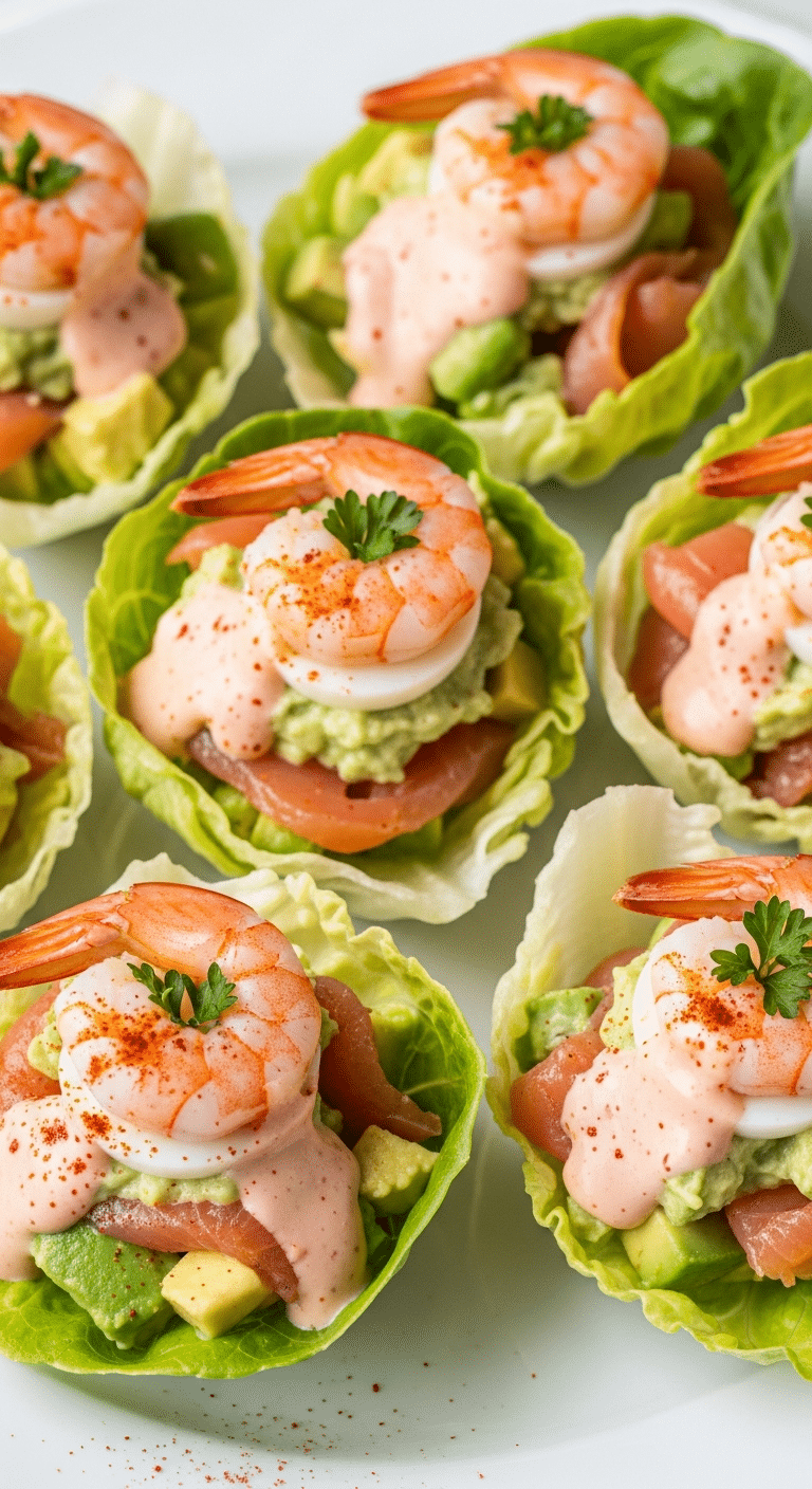 Coupelles laitue élégantes saumon fumé avocat œufs caille fraîches sophistiquées